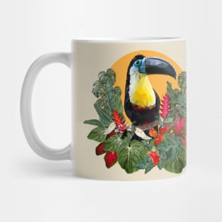 Drawn polygonal art of toucan birds. Mug